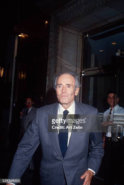 Henry Fonda wearing a suit and tie; circa 1970; New York.