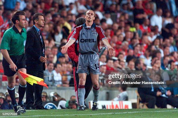 Barcelona/ESP; Trainer Ottmar HITZFELD, Mario BASLER/BAYERN