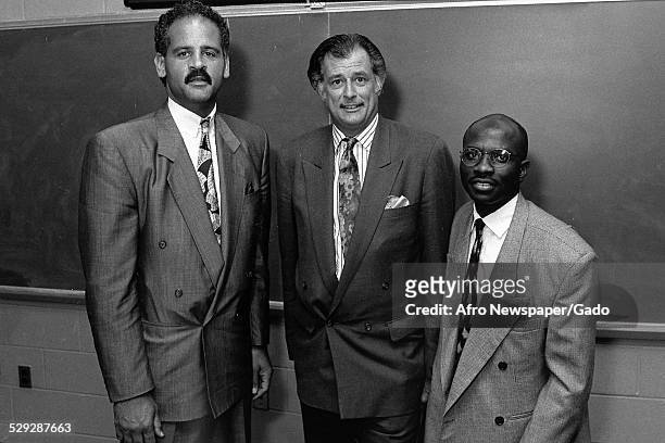 Frank Deford and small group of people Original Caption Reads: 'From Left To Right, Stedman Graham-Managing Partner-Chicago, Graham Williams Group,...
