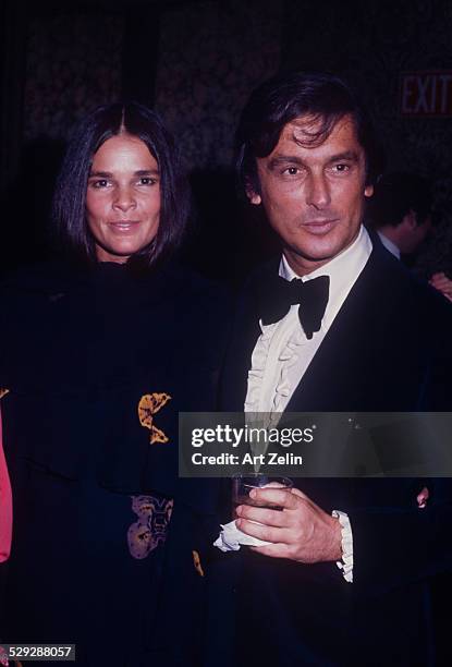 Robert Evans; with his wife; Ali MacGraw at a formal event; circa 1970; New York.