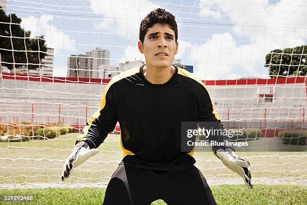alert soccer goalkeeper - bad goalkeeper stock pictures, royalty-free photos & images