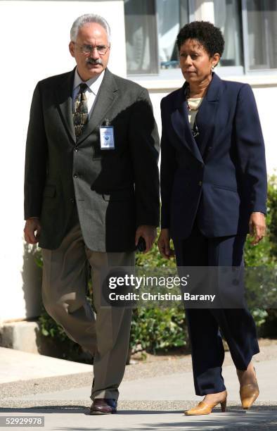 Scott Ross and actress Vernee Watson-Johnson arrive outside the Santa Barbara County Courthouse for Michael Jackson's child molestation trial May 18,...
