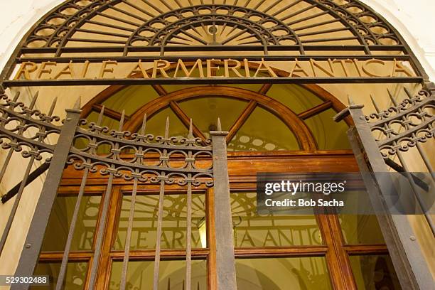 entrance to royal armory in turin - palazzo reale turin stock pictures, royalty-free photos & images