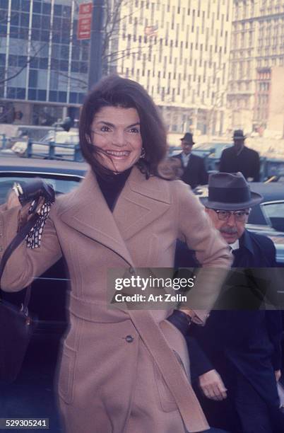 Jacqueline Kennedy Onassis at the court house for the Galella trial 1972 this photo was on the cover of Life magazine.