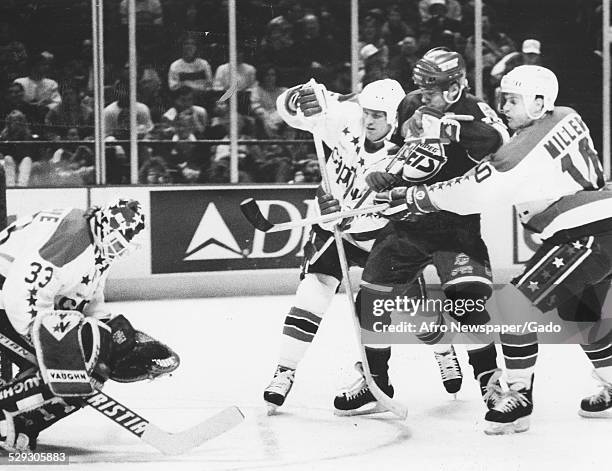 Members of the Washington Capitals hockey team, Washington DC, February 4, 1991.