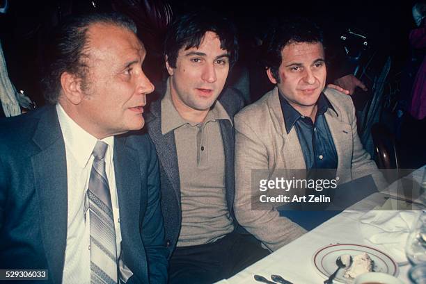 Joe Pesci Robert De Niro Jake LaMotta at a dinner; circa 1970; New York.