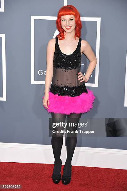 Singer Hayley Williams arrives at the 53rd Annual Grammy Awards held at the Staples Center.