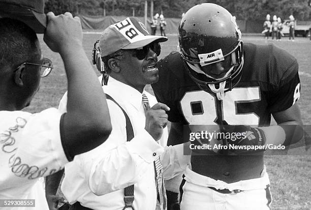Members of the Morgan State Bears football team at Morgan State University, Baltimore, Maryland, 1985.