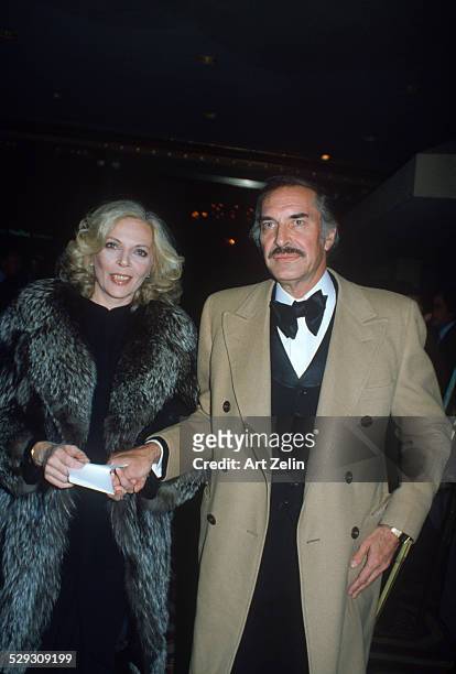 Martin Landau with his wife Barbara Bain on their way to a formal event; circa 1970; New York.