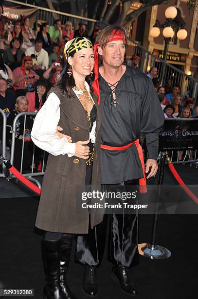 Actor Kevin Sorbo and wife arrive at the World Premiere of Walt Disney Pictures' "Pirates of the Caribbean: On Stranger Tides" held at Disneyland in...