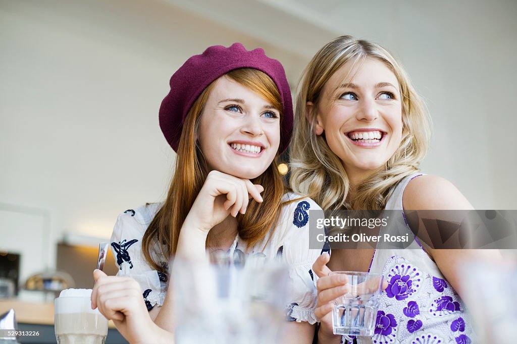 Young women in cafe