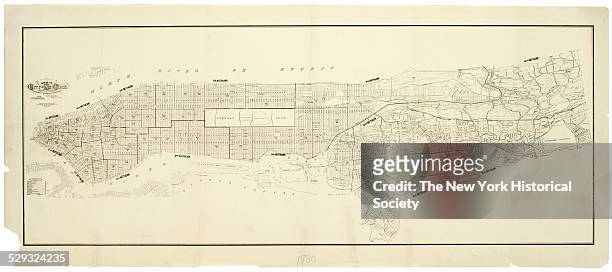 Covers all of Manhattan, New York, NY, and that part of the Bronx lying west of the Bronx River, 1880. Shows buildings. Also shows proposed shoreline...