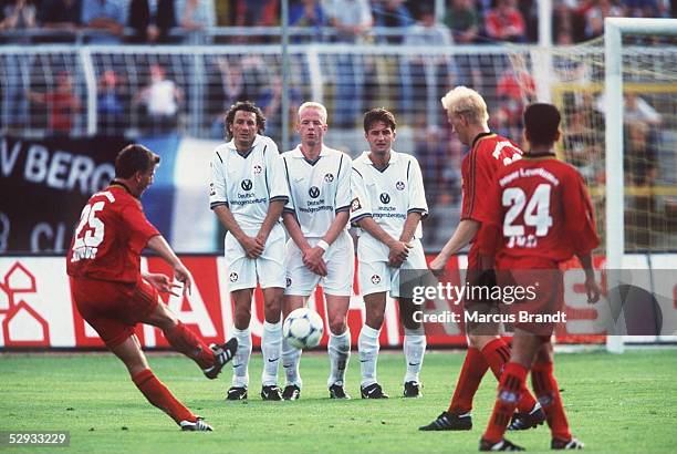 Jena, 10.07.99, v.l.n.r.: Bernd SCHNEIDER/LEVERKUSEN, Harry KOCH, Igli TARE, Thomas SOBOTZIK/LAUTERN