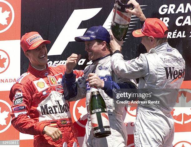 Von KANADA 2001, Montreal; 2. Michael SCHUMACHER/FERRARI, Sieger Ralf SCHUMACHER/BMW WILLIAMS, 3. Mika HAEKKINEN/McLAREN MERCEDES