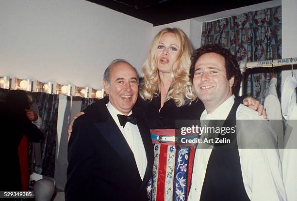 Rob Reiner, Sally Struthers and Carl Reiner backstage; circa 1970; New York.