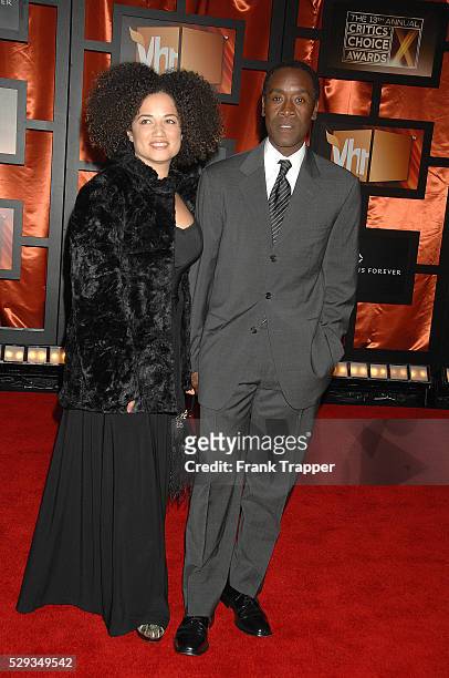 Actor Don Cheadle and wife arrive at the 13th Annual Critics' Choice Awards held at the Santa Monica Civic Auditorium.