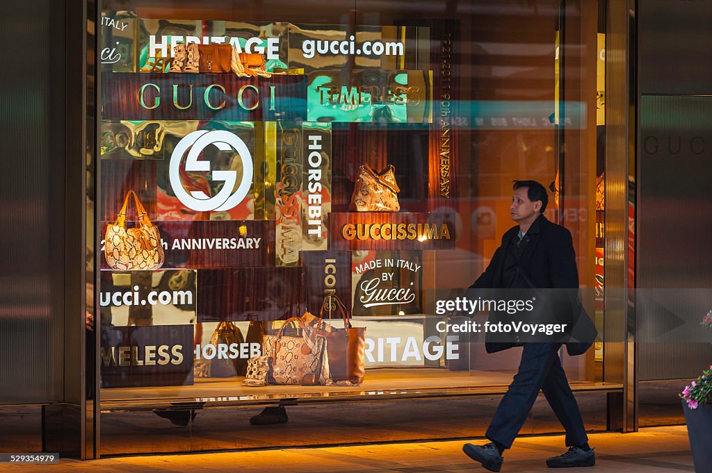 Gucci store luxury handbags window display Kowloon Hong Kong China