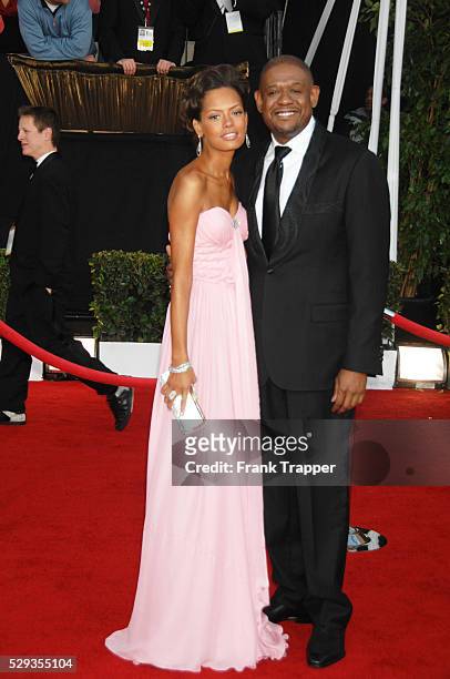 Actor Forest Whitaker and wife Keisha arrive at the 14th annual Screen Actors Guild Awards�� held at the Shrine Exposition Center. Suit by Ozwald...