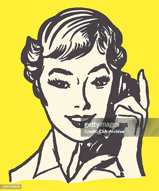 woman on the telephone - bingo caller stock illustrations