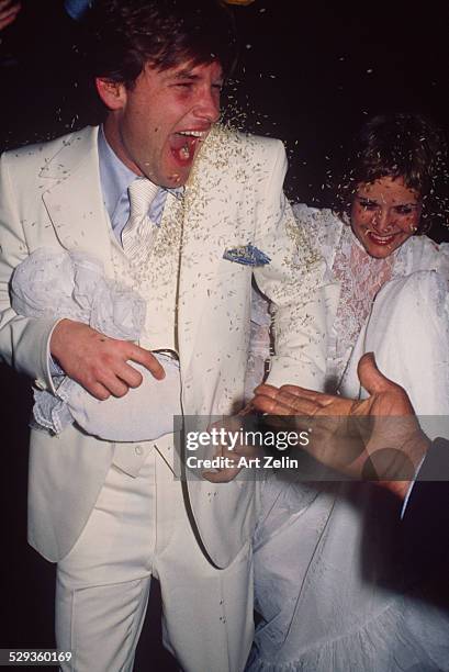 Kurt Russell with is bride Season Hubley at their wedding 1979.