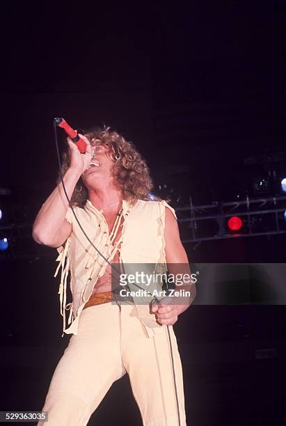 Roger Daltrey performing with The Who at Madison Square Garden, New York City, circa 1970.