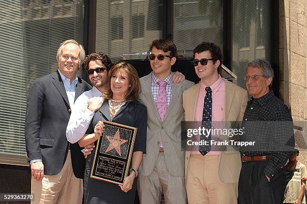 Actress Susan Saint James with her husband, Dick Ebersol , sons and Ron Meyer pose at the ceremony honoring her with a Star on the Hollywood Walk of...