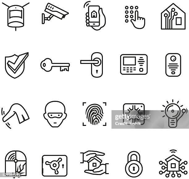 stockillustraties, clipart, cartoons en iconen met smart house security system icon - handle