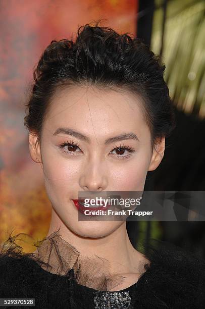 Actress Isabella Leong arrives at the world premiere of "The Mummy: Tomb of the Dragon Emperor" held at Gibson Amphitheatre, Universal Studios.