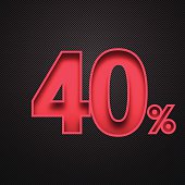 Forty Percent Design (40%). Red number on Carbon Fiber Background