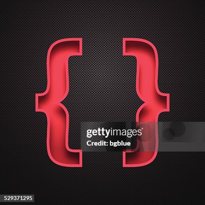 Random Brackets Sign Brackets Symbol Red Symbol On Carbon Fiber High-Res Vector Graphic ...