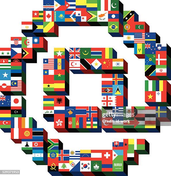 illustrazioni stock, clip art, cartoni animati e icone di tendenza di simbolo di e-mail motivo con bandiere nazionali - tutte le bandiere del medio oriente