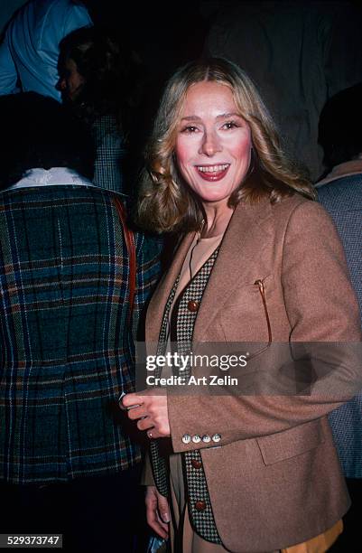 Kathleen Turner in a tan wool jacket; circa 1970; New York.