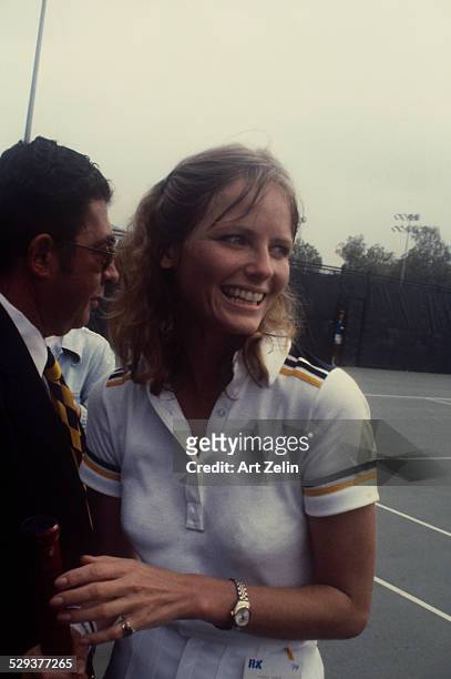 Cheryl Tiegs in tennis gear; circa 1970; New York.