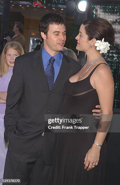 Carrie-Anne Moss and husband Steven Roy arriving at the premiere of "The Matrix Reloaded."