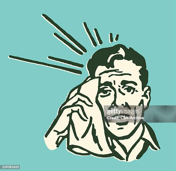 man sweating and wiping face - man sweating stock illustrations