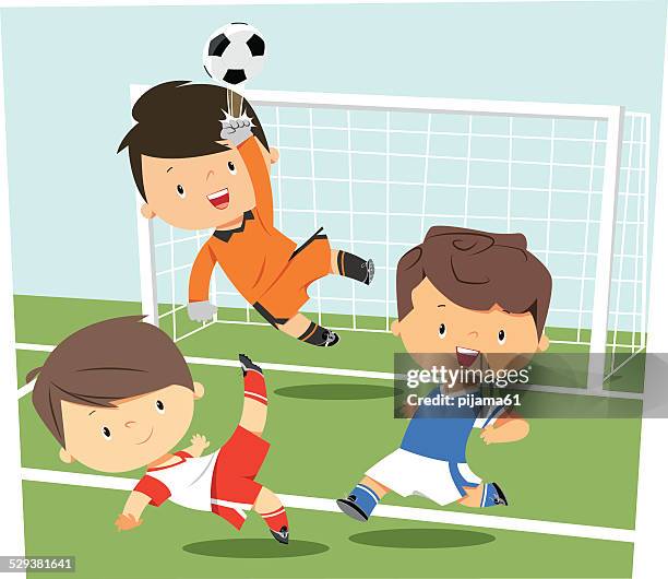 ilustraciones, imágenes clip art, dibujos animados e iconos de stock de niños jugando al fútbol - drive ball sports