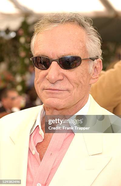 Hugh Hefner at the "Playmate of the Year 2004" presentation. Carmella DeCesare was named Playboy's "Playmate of the Year 2004" at the Playboy...