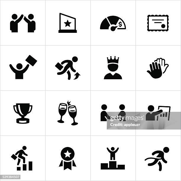 black business achievement icons - food and drink establishment stock illustrations stock illustrations
