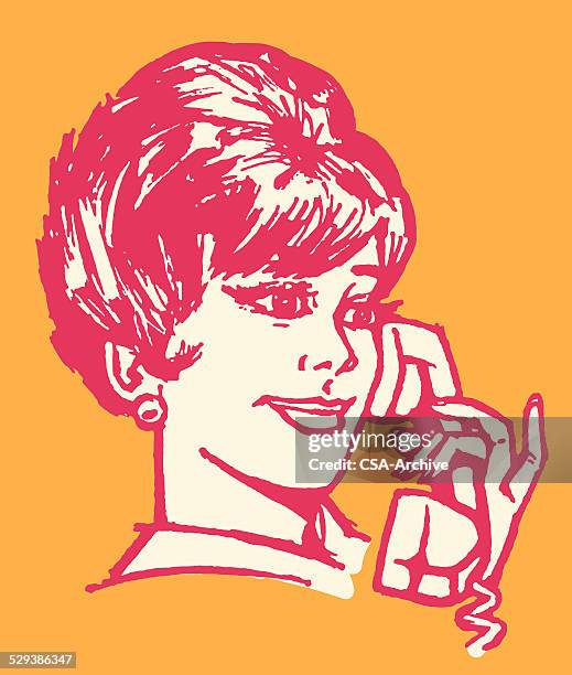 woman on telephone - bingo caller stock illustrations