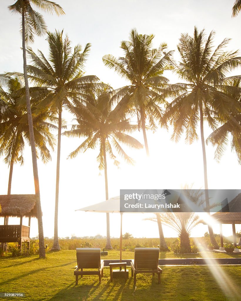 Sunset at the pool at Bon Ton Resort, Langkawi, Malaysia