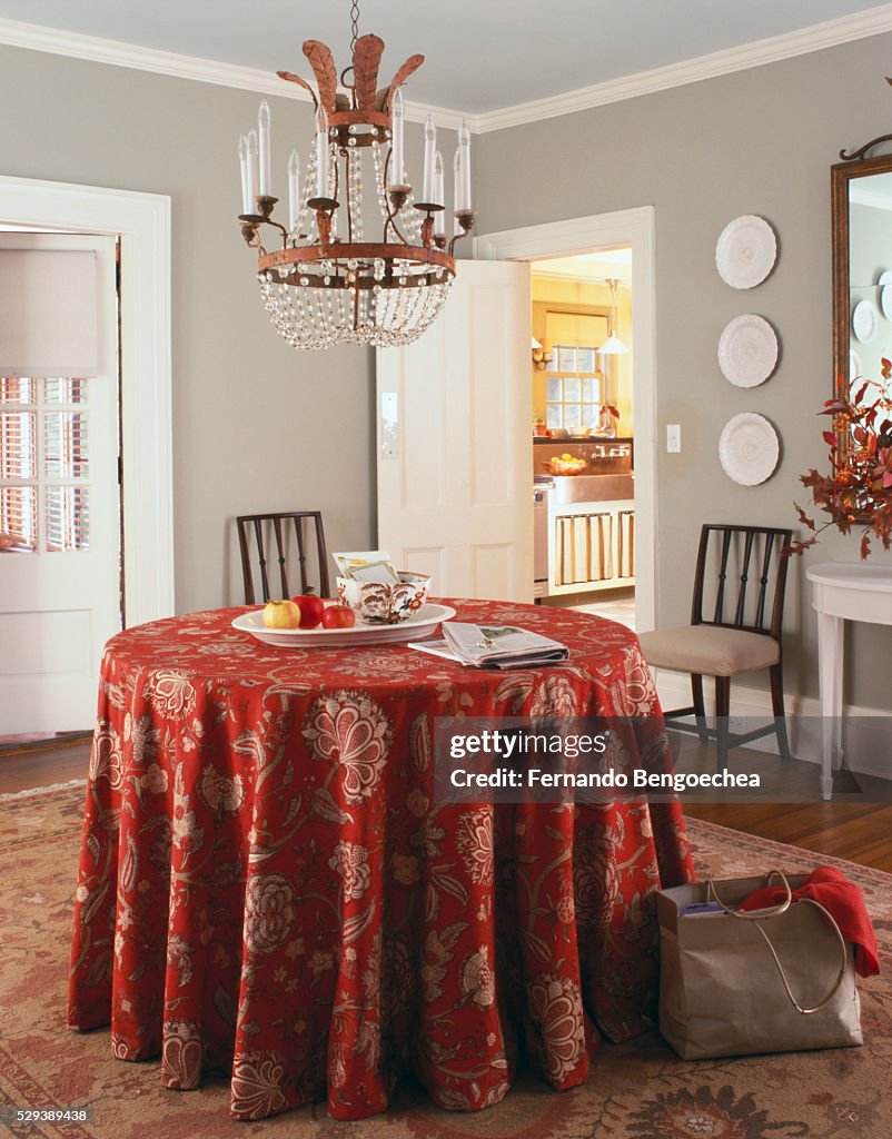 Martha Stewart Living: Round Dining Table under Chandelier
