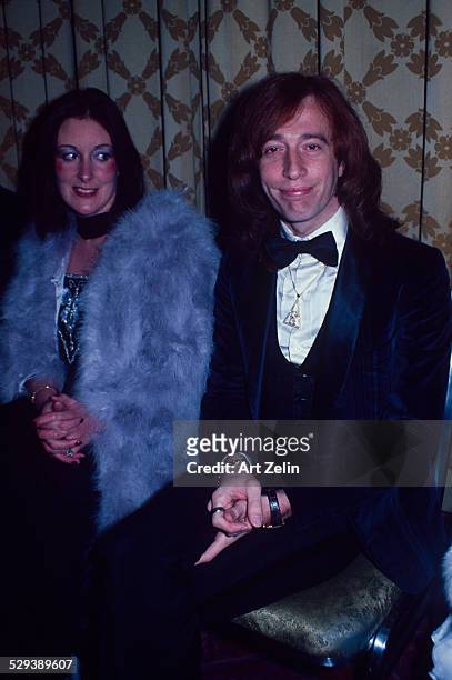 Robin Gibb with his wife Molly Hullis at a formal event; circa 1970; New York.