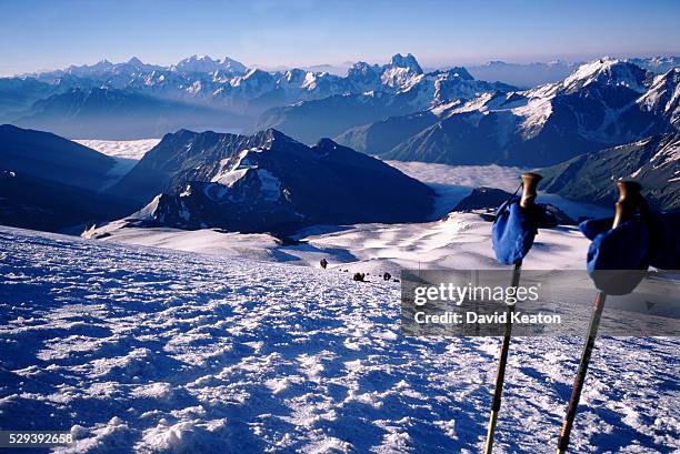 climbers in the caucasus mountains - russia - kearton stock pictures, royalty-free photos & images