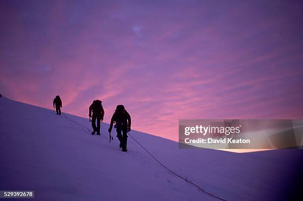 climbers - lindbergh range, east greenland - climbing snow mountain imagens e fotografias de stock