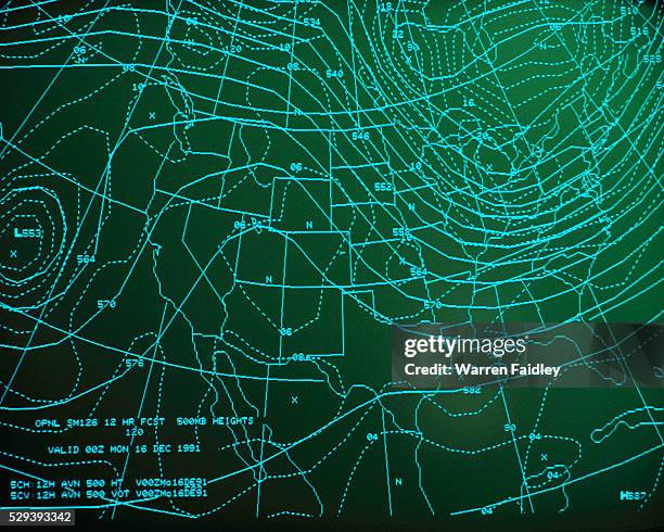 computerized weather map - weather map stockfoto's en -beelden