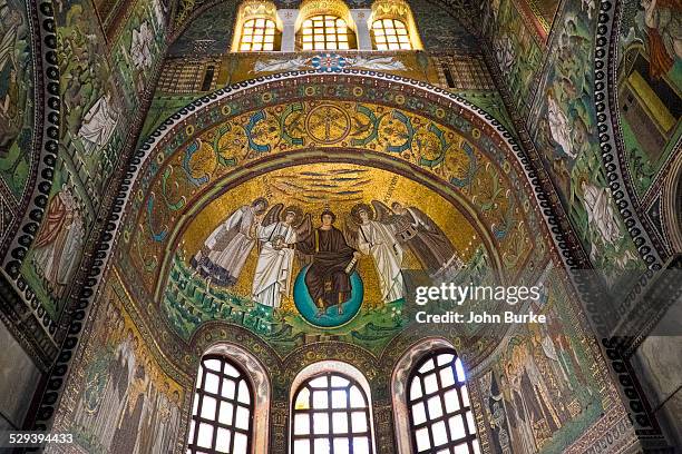 mosaics at basilica de san vitale - ravenna stock pictures, royalty-free photos & images