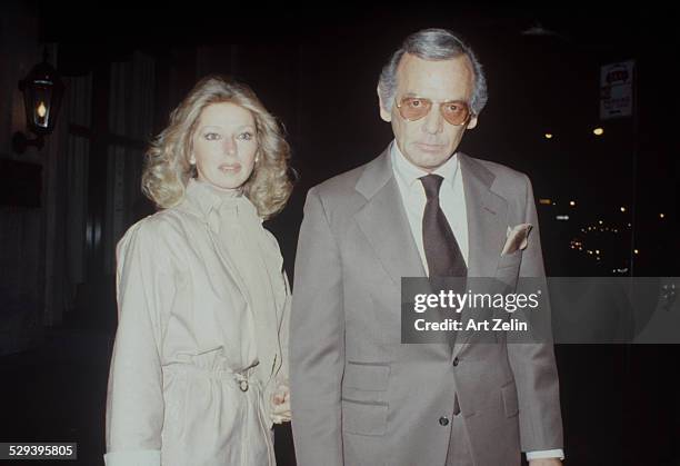 David Janssen with is wife Dani on the street; circa 1970; New York.