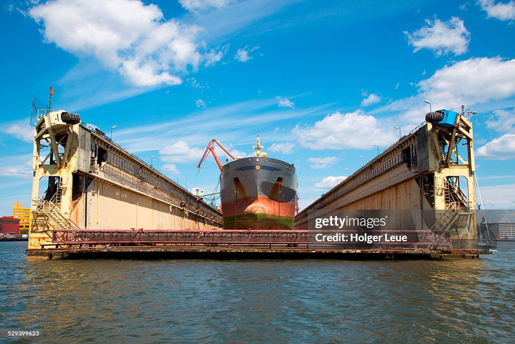 Tanker in Gothenburg floating dry dock