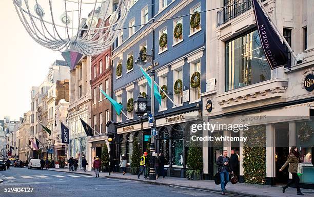 new bond street, london, at christmas - bond street stockfoto's en -beelden