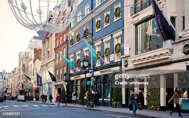 new bond street, london, at christmas - new bond street stock pictures, royalty-free photos & images